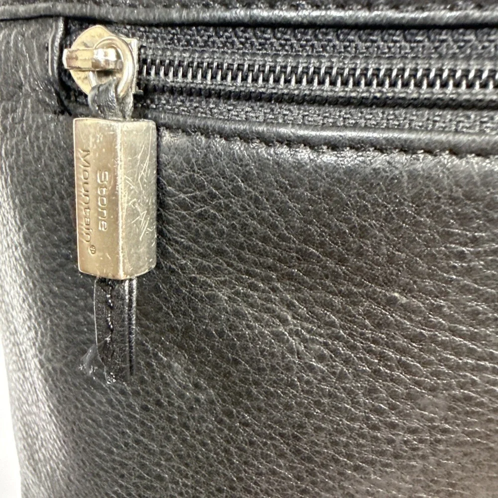 Stone Mountain Leather Crossbody Bag Black Gold Hardware Shoulder Purse
